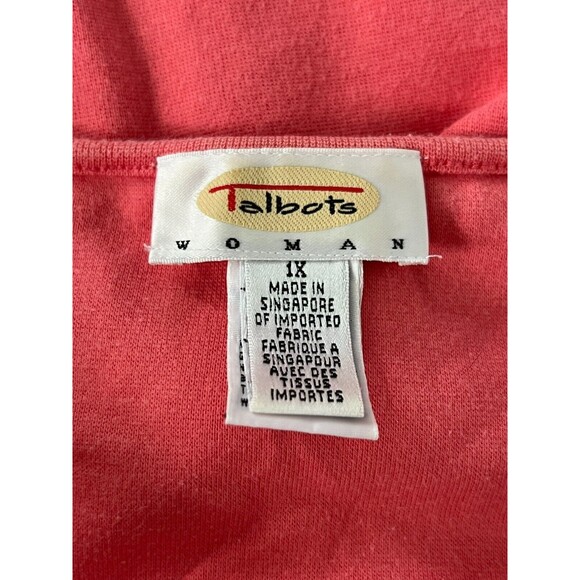 Talbots Womens Tshirt Pink Size 1X Plus Short Sleeve Square Neck Minimalist Tee - Picture 4 of 7